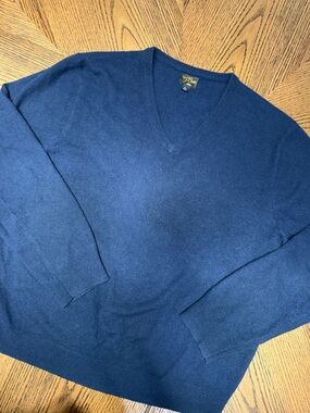 J. Crew Men's Navy Cashmere Crewneck Sweater XL
